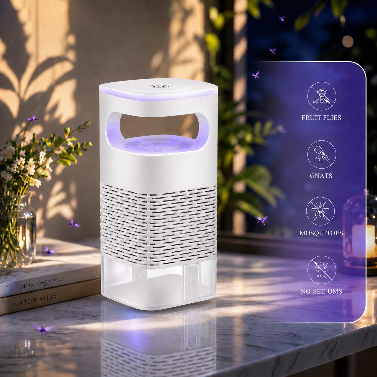 White electric bug trap with purple light