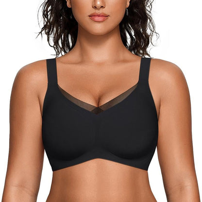 🏆Summer Promotion🔥 Women's Wireless V-Neck Crossover Mesh Seamless Push-Up Bra