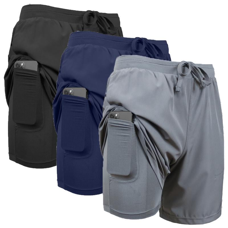 🔥Hot Sale 49%🔥 3-Pack Men's 2 in 1 Stretch Active Quick Dry Gym Running Shorts With Liner