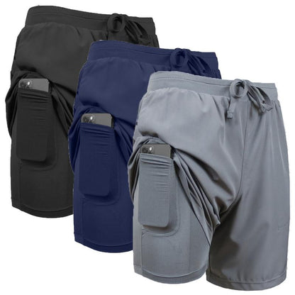 🔥Hot Sale 49%🔥 3-Pack Men's 2 in 1 Stretch Active Quick Dry Gym Running Shorts With Liner