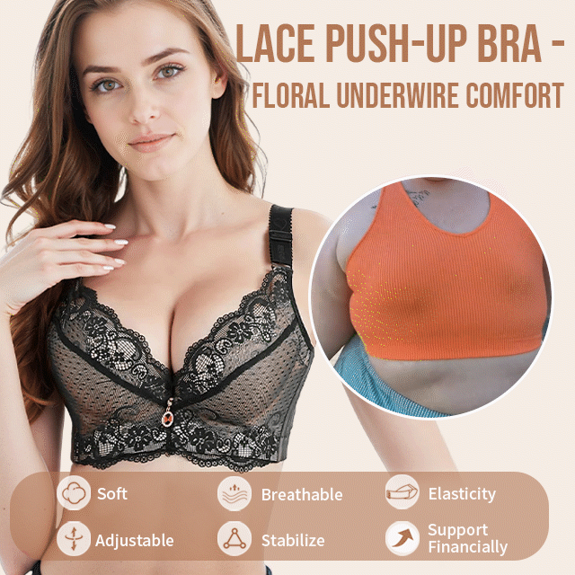 🔥Summer Promotion👑Lace Push-Up Bra - Floral Underwire Comfort