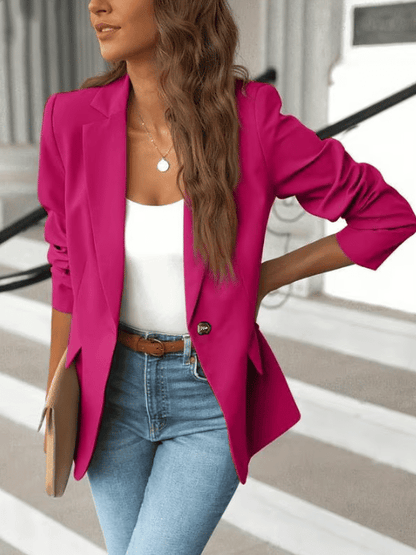 Women's Minimalist Solid Button Lapel Collar Blazer